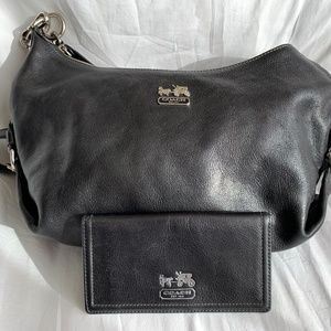 Coach Soft Black Leather Handle/Shoulder Bag